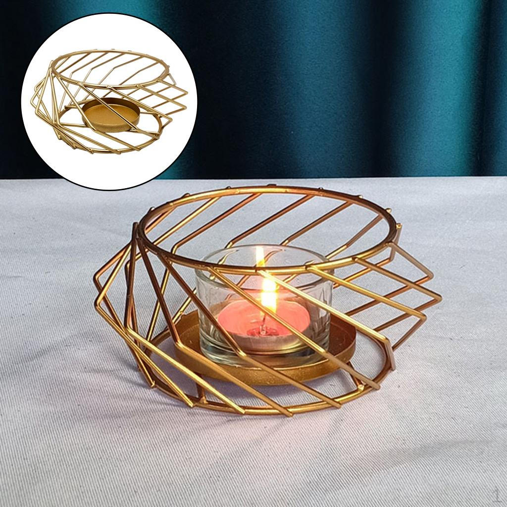 

Geometric Design Tea Light Votive Candle Holders, Iron Hollow Tealight Holders for Vintage B