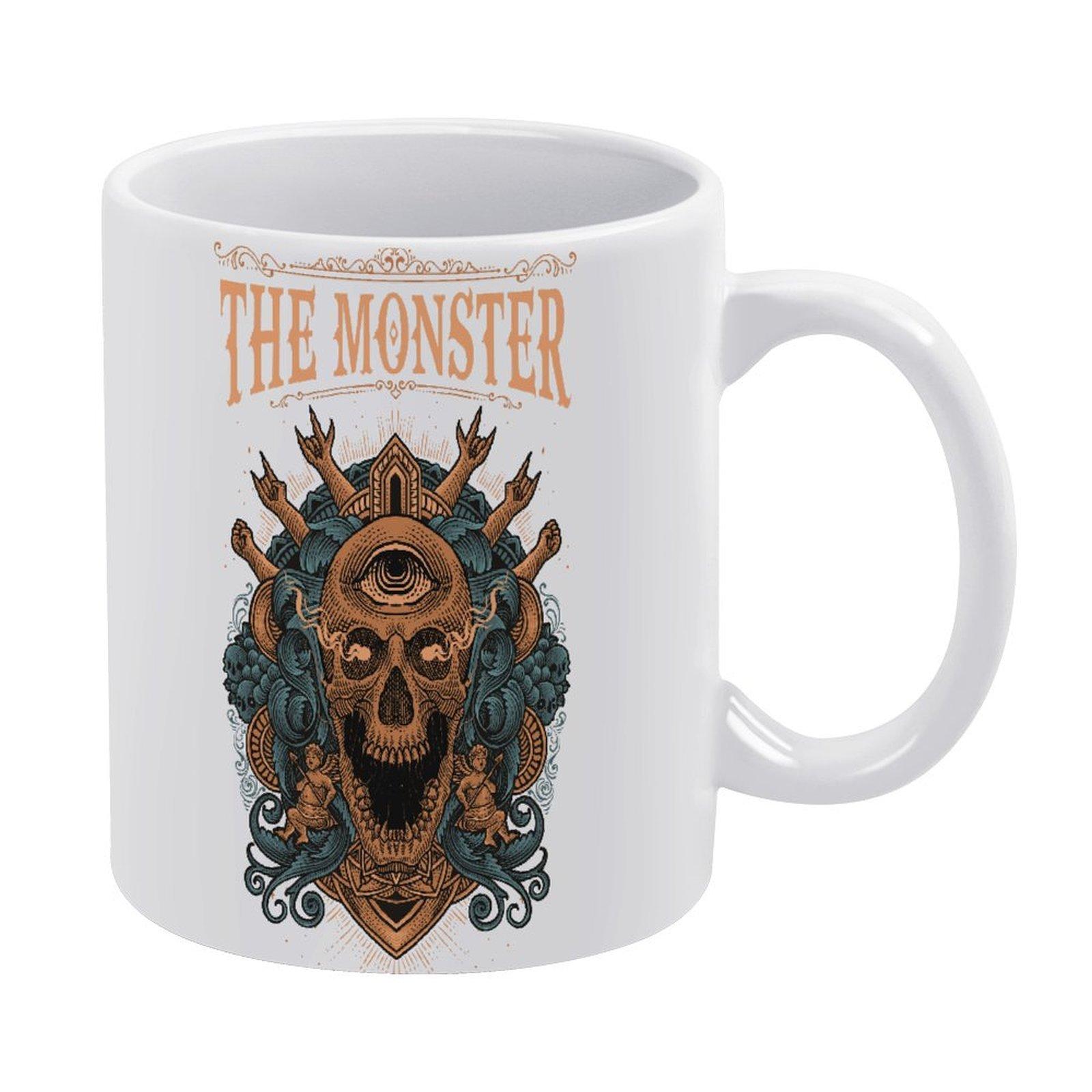 

11oz White Ceramic Cup with Glossy Finish and Printed Sides, Perfect for Warm Tea, Cocoa and Daily Coffee Enjoyment белый