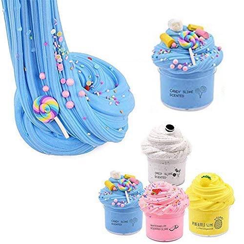 4 bucăți colorat amestecare nor vată de zahăr slime moale și non-lipicios jucărie de bricolaj pentru copii