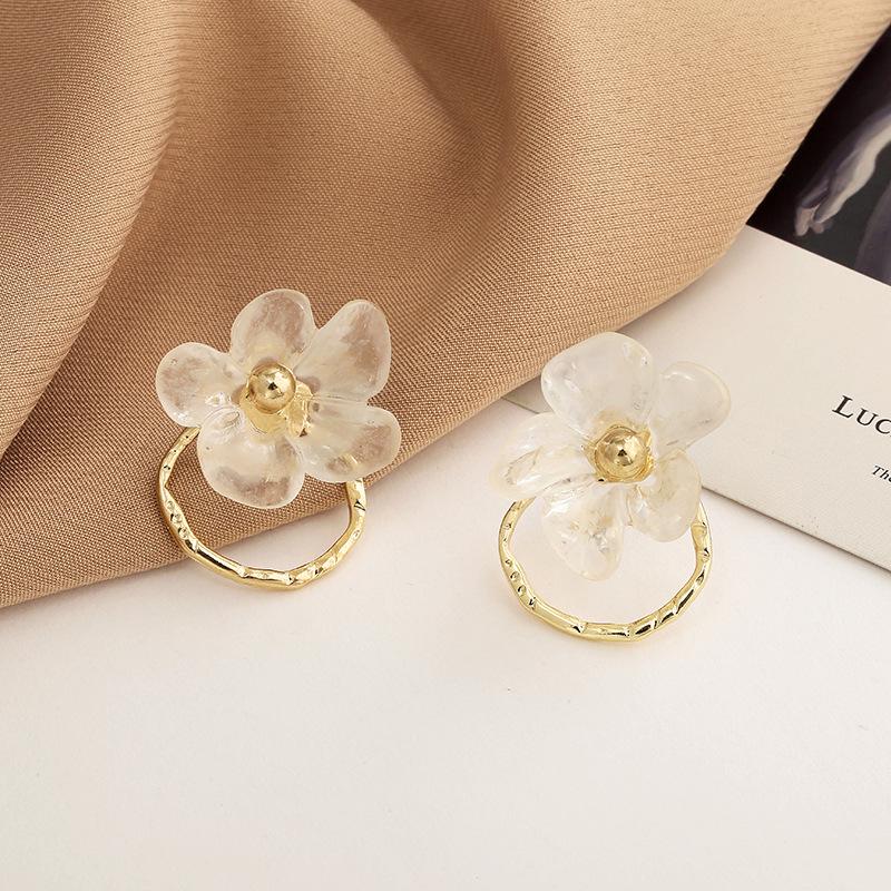 

925 Silver Needle Korean Style Flower Stud Earrings for Women and Girls