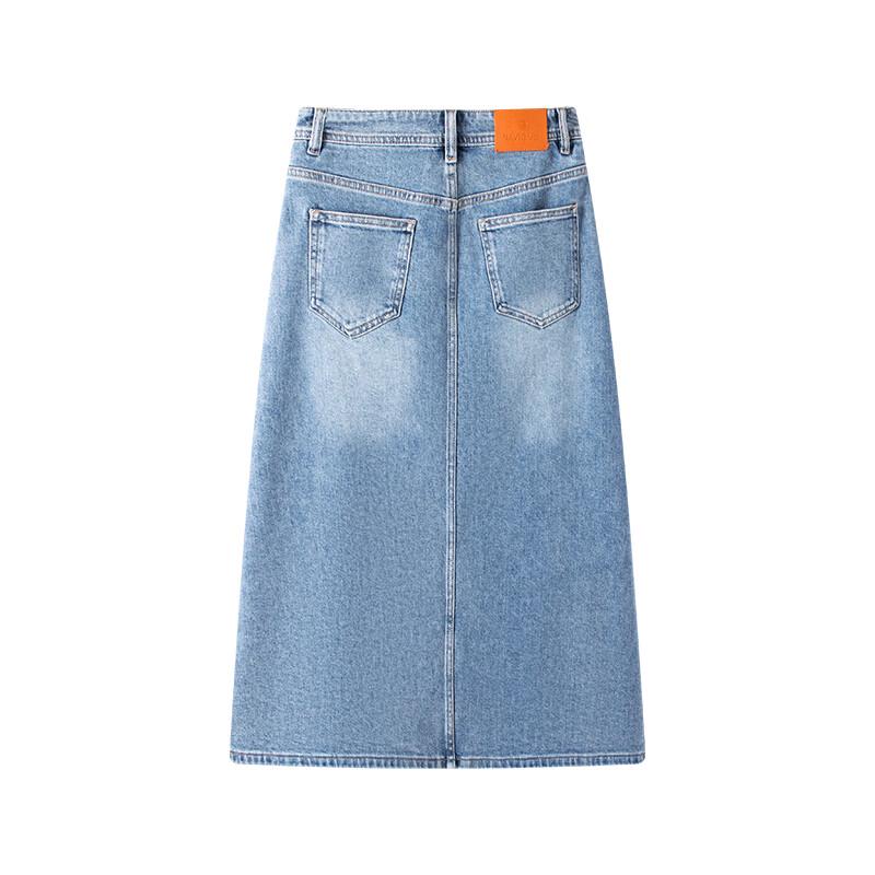 Navicare Women's Thin Denim A-line Skirt