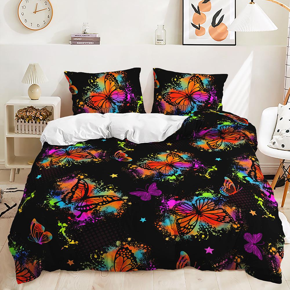 Three-Piece Quilt Cover Gothic Butterfly Kit Bedding Digital Printing Two-Piece Set