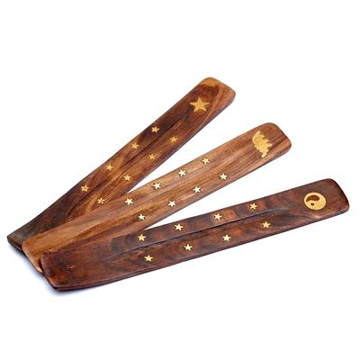 Natürlicher Holz Räucherstäbchenhalter Aschenfänger Brenner Räucherständer Gestell Räucherbasis Aromatherapie-Platte Heimdekoration