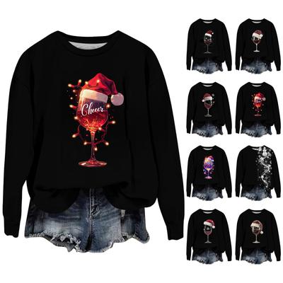 Women's Fashion Printed Long Sleeve Loose Round Neck Sweatshirt Top Fall