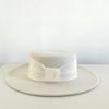 Fashion Daily with Celebrity Style Flat Top White Delicate Wool Felt Hat Photo Simple Casual Hat Children