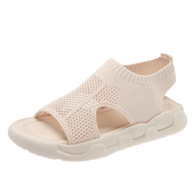 Womens Sandals Mesh Hollow Summer New Sport Fashion Platform 2024 Designer Flat with Casual Basic Solid Flip Flops Ladies Shoes