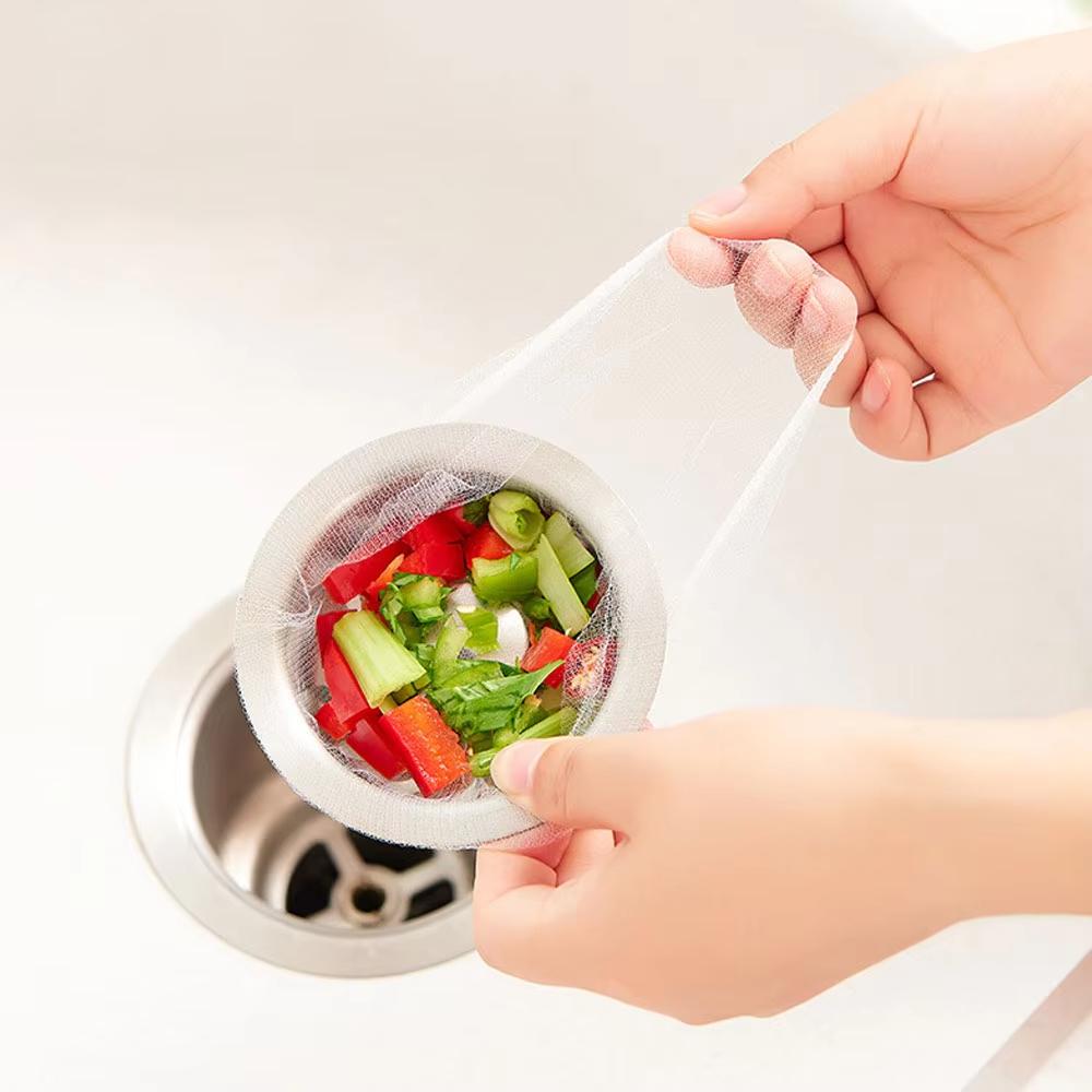 100-300Pcs Disposable Sink Filter Mesh Bags Polyester Material Kitchen Cleanning No Dirty Hand Strainer Household Food Residue