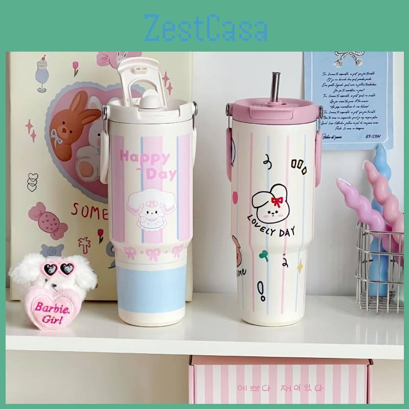 Cartoon Bunny Insulated Travel Mug With Handle And Stainless Steel For Kids And Adults