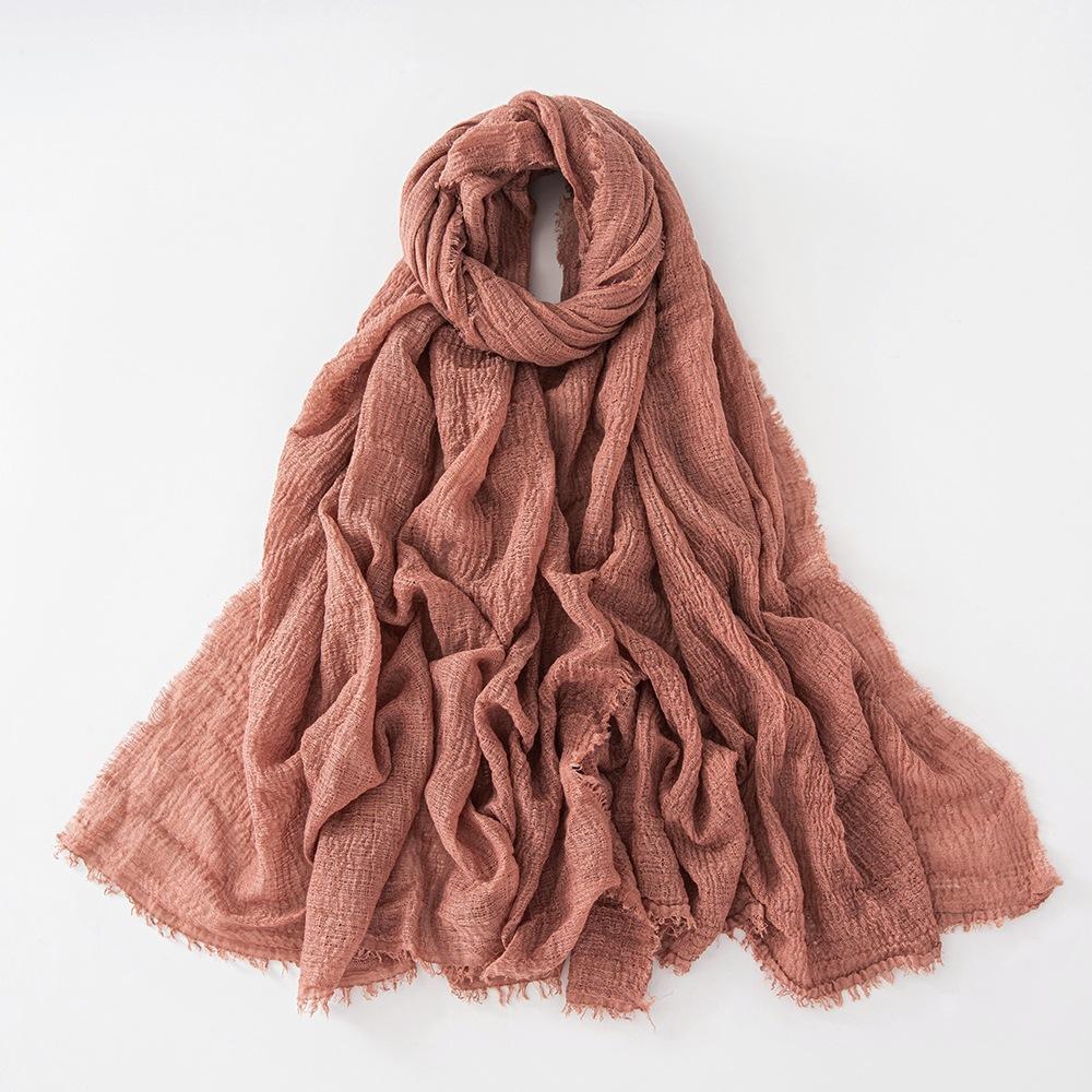 New Cotton Linen Gauze Scarf For Women Girls Spring Autumn Solid Scarves Soft Pashmina Foulard Simple Retro Beard Wrap Shawls
