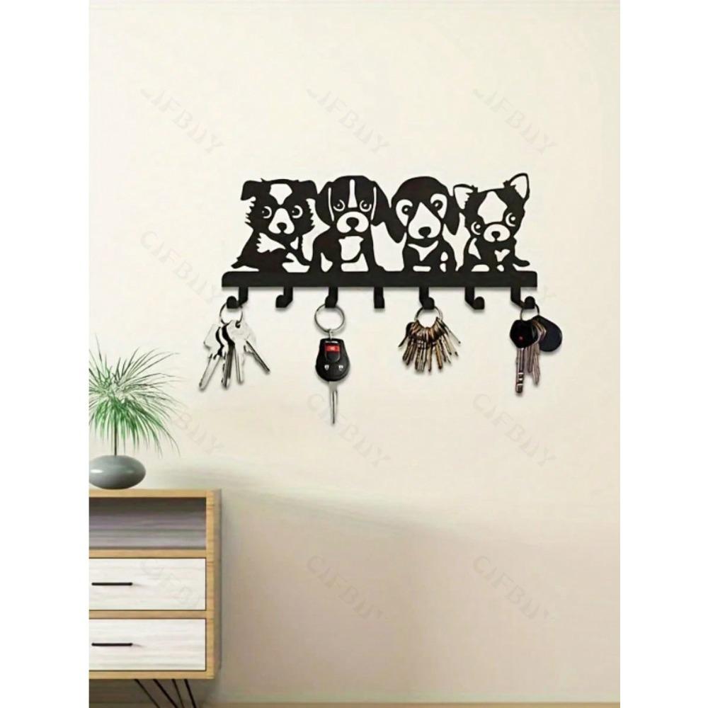 Black Metal Kitchen Towel Hook, Cute Puppy Shaped Wall Decor, Creative Gift for Dog Lovers