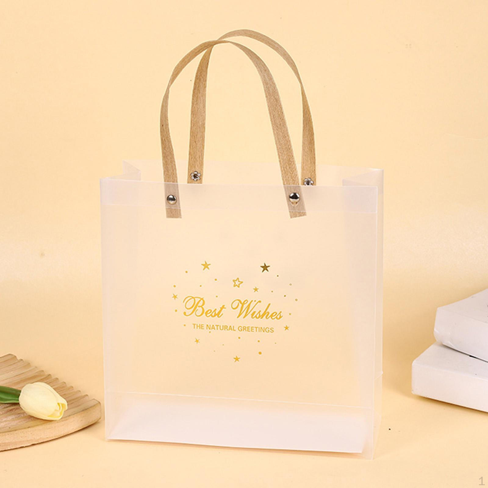 

Clear Flower Bouquet Gift Bag, Bag with Handles, Wrapping Reusable Shopping Gold 22cmx22cmx8.5cm