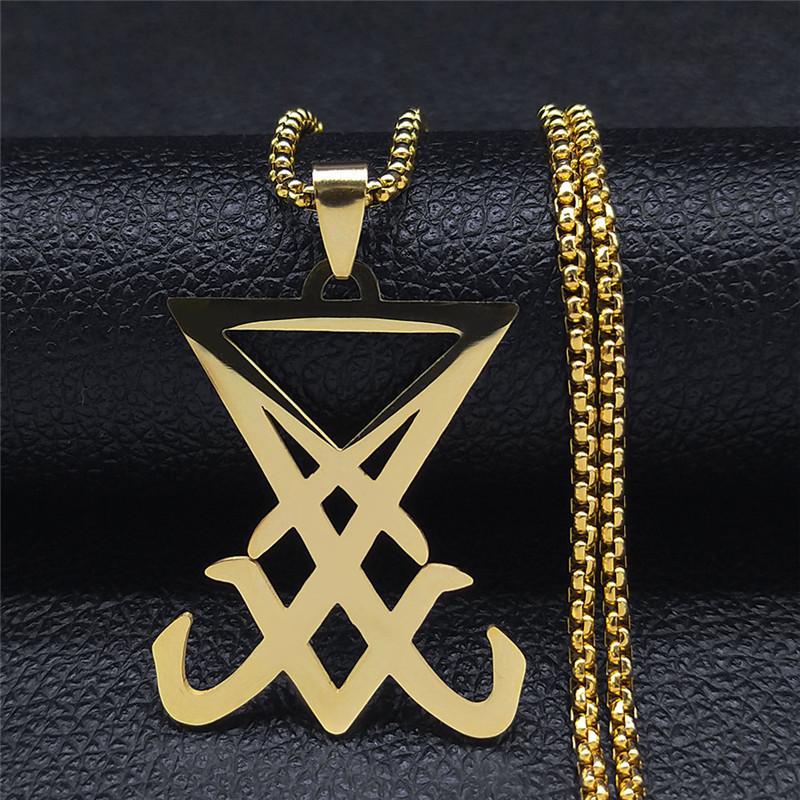 Badge Seal Pendant Men s Titanium Steel Triangle Geometric Necklace 60CM