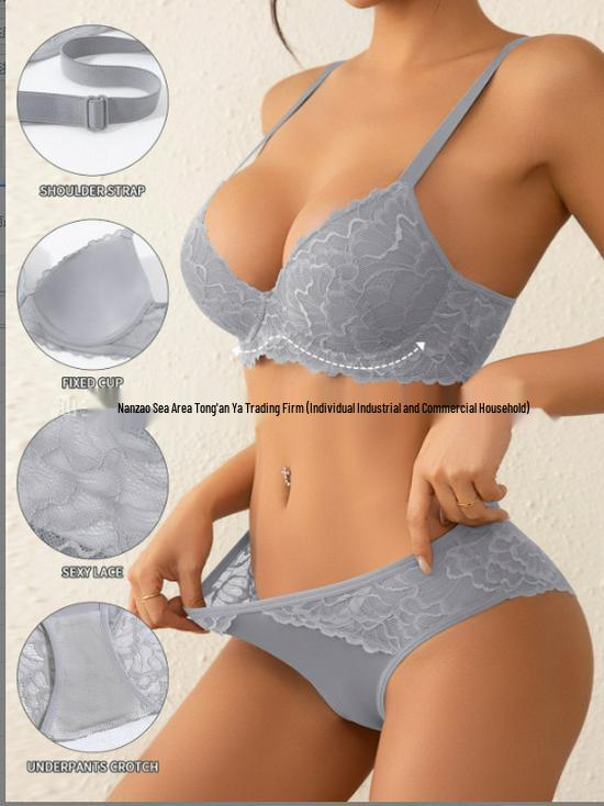 Cross-border Sexy Lace Push-up Bra Set for Women - Hot Selling