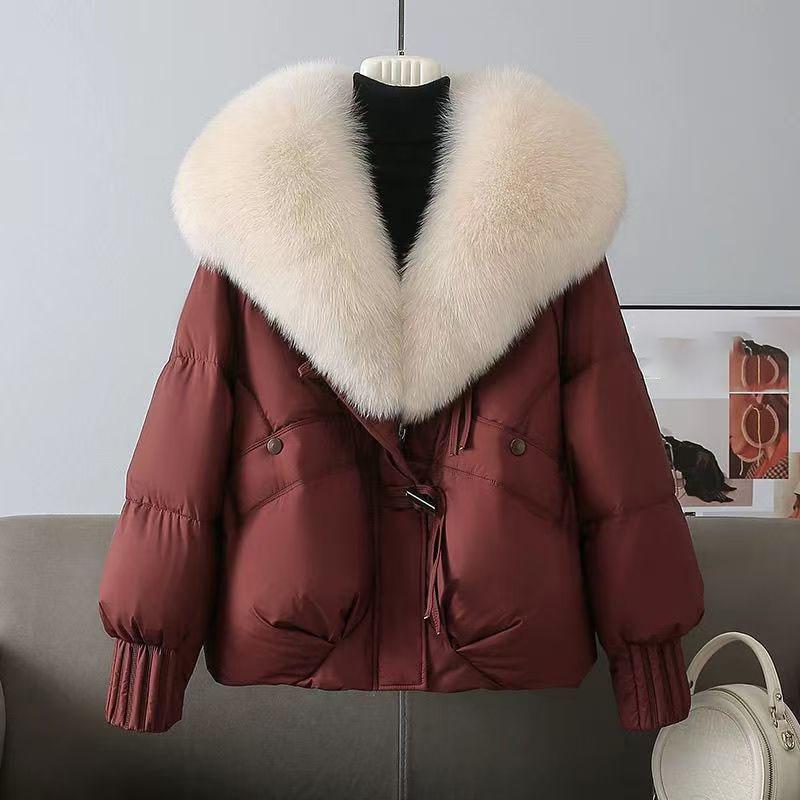 Winter Dicke Warme Parkas Abnehmbarer Pelzkragen Brotmantel Locker Schick Daunen Baumwollgefüttert Freizeitjacke Damen Oberbekleidung