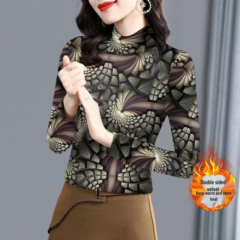 

Women s Half-High Collar Plush Base Layer Shirt - Warm, Slimming & Elegant Long Sleeve for Autumn/Winter 2XL [Recommended 120-135 lbs]