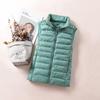 Women's Lightweight Down Vest, Korean Style, Stand-Up Collar, Slim-Fit, Sleeveless Jacket for Autumn and Winter.