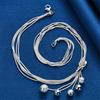 925 Sterling Silver Exquisite Frosted Glossy Beaded Pendant Necklace for Women Fashion Party Wedding Gift Jewelry