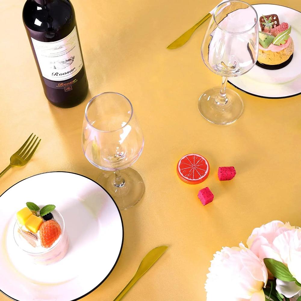 Smooth Round Satin Tablecloth Imitation Silk Table Decoration Luxurious Table Cover  Wedding