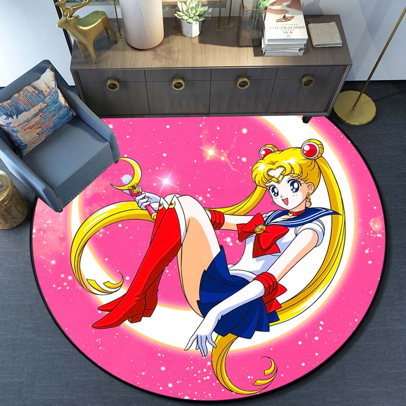 Uroczy Sailor Moon Wodoodporny i antypoślizgowy okrągły ładny dywanik podłogowy okrągły dywanik do salonu dziecięcy namiot do gry w grę dywaniki