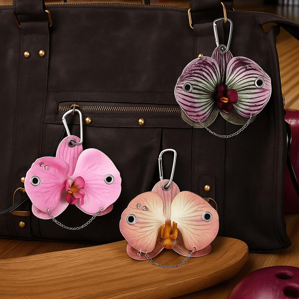 Keyring Imitation Flower Pendant Rivet Bag Pendant Zinc Zinc Alloy Phalaenopsis Orchid Keychain Women Girls