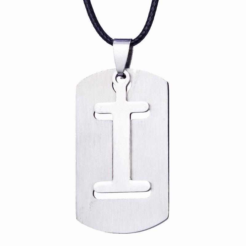 ZRM Jewelry Stainless Steel 26 English Alphabet Pendant Necklace Men Jewelry Personality Hollow Letter Pendant Friends Gifts