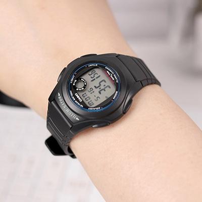 Round 10 Year Battery Dual Time Auto Calendar LED Light Watch 200 Black