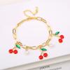 17 Colors Gold Plated Fruit Cherry Crystal Zirconia Adjustable Pearl Bracelet Luxury for Women Girls Casual Daily Party Jewelry
