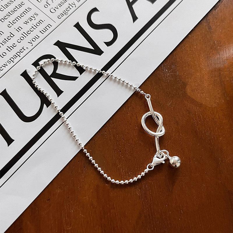 Round Bead Knotted Bracelet Women's Niche Temperament Ins Cold Wind Rope Knot Bell Bracelet Jewelry