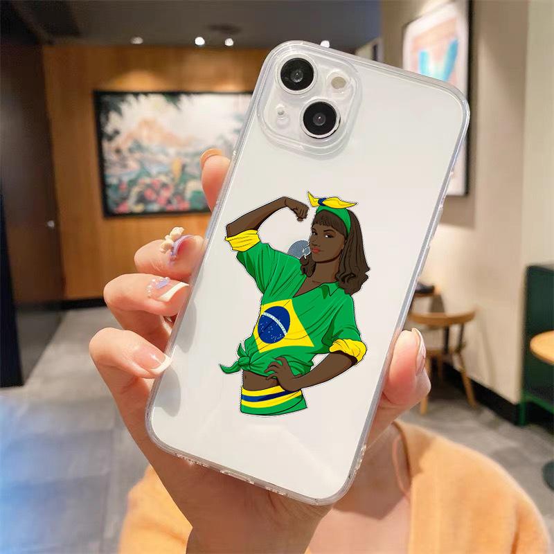 

Бразилия Бразильский флаг Футбол Прозрачный чехол для телефона для iPhone 14 13 11 12 Pro Max X XR XS 7 8 Plus SE Мягкая обложка Роскошный чехол Funda iPhone 7 8 SE