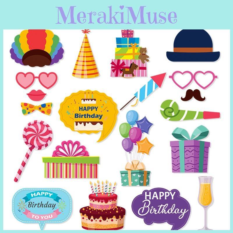 Happy Accessories Birthday With Humorous Paper Props For Family Parties Kids