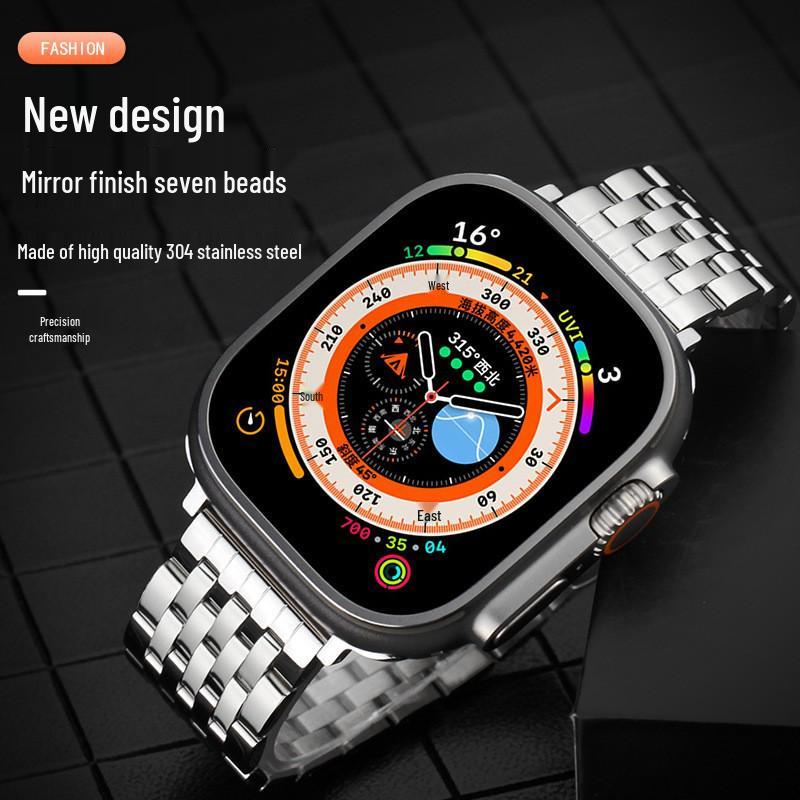 Compatible Stainless Steel Bead Band for Apple Watch 