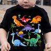 Cartoon-T-Shirt für Jungen und Mädchen, Dinosaurier-Muster, atmungsaktiv und bequem, kurzärmlig, Rundhalsausschnitt, Oberteil für 1-8 Jahre, Sommerkleidung