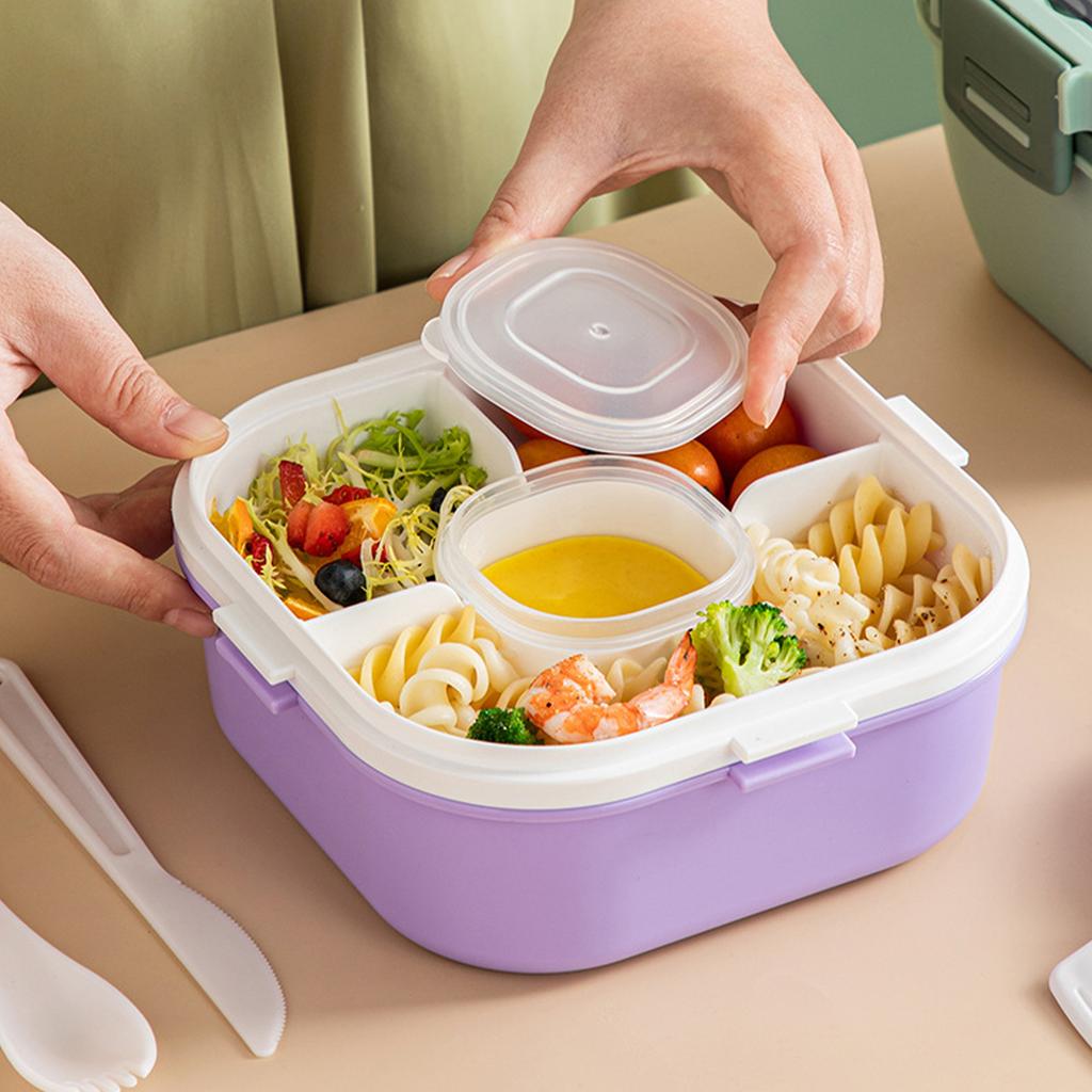 Portable Children Lunch Box Large Capacity Microwaveable Bento Box with Dip Box Food Storage Container