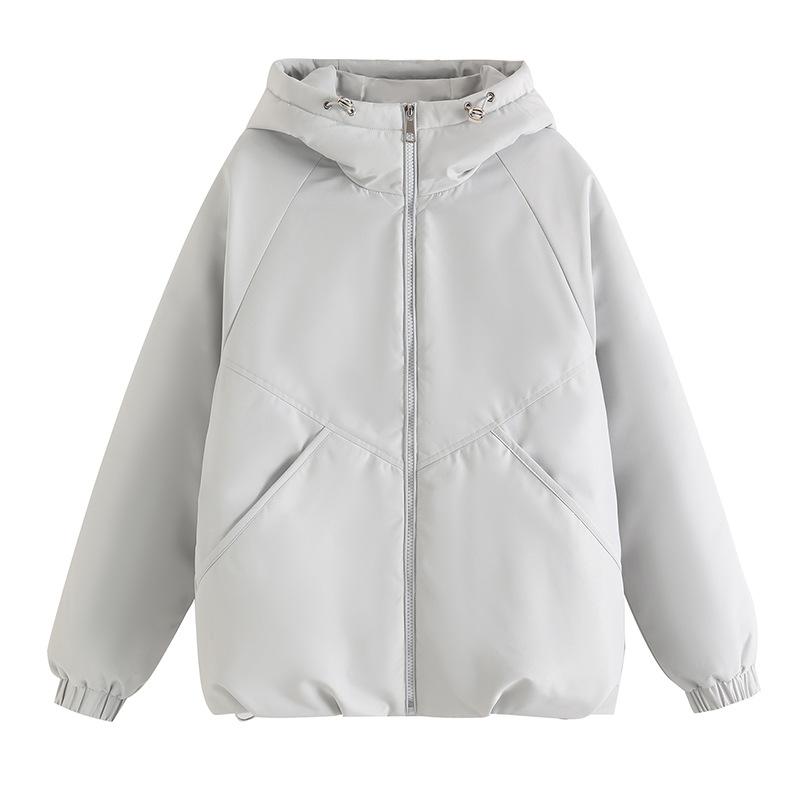 Autumn and winter new hooded padded short jacket drawstring casual loose long-sleeved jacket cotton jacket