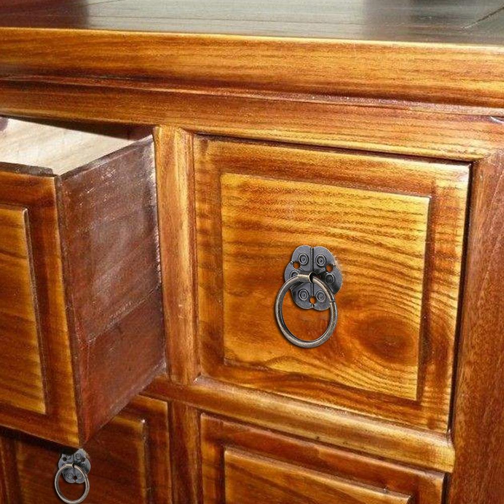 20Pcs Iron Furniture Handle Drawer Cabinet Desk Door Ring Pull Hardware Home Decor 2x2cm