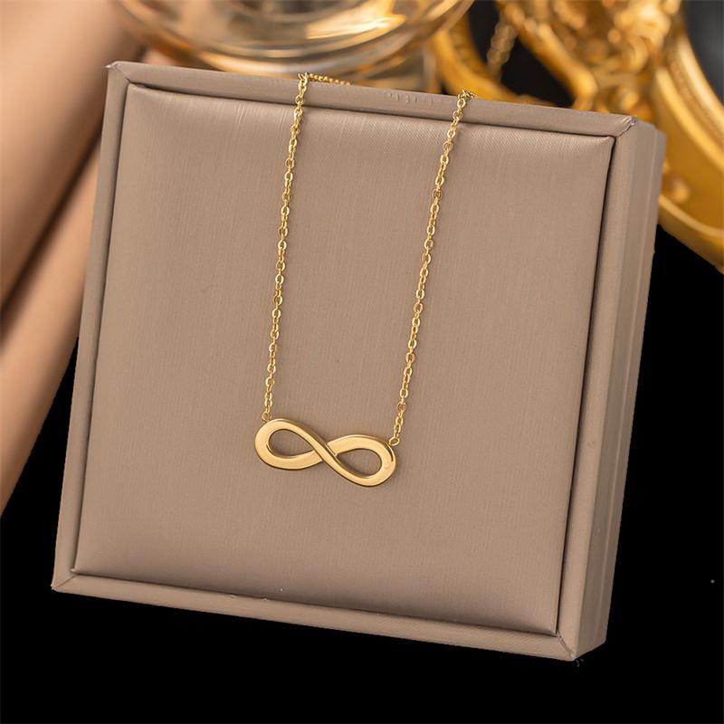 Kuziduocai 100% Stainless Steel New Fashion Waterproof Jewelry Gold-plated Infinite Charm Chain Women Necklaces Bracelets