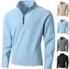 Trendy Shaker Standing Collar Semi-Zip Long Sleeve Sweatshirt Casual Solid Color Men Moisture Wicking Comfortable Fit Skin-friendly Breathable Tops