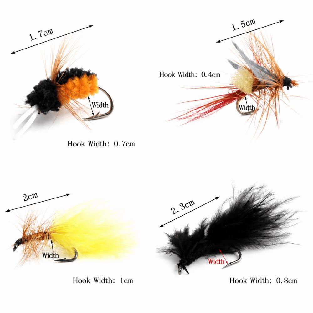 60PCS Colorful Fly Fishing Kit with High Carbon Steel Hook Fly Fishing Tackle  Lakes Rivers