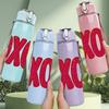 1PC OXOX Bold Letter Design 750ml Color Plastic Sports Water Bottle Leakproof Flip Straw Lid Suitable for Sports Office Home Use