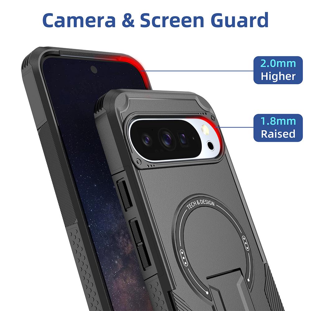 Shockproof Rugged Magnetic Charging Invisible Stand Phone Case for Google Pixel 10 9 Pro XL Military Grade Protective Cover