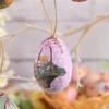 6pcs Plastic Bunny Painted Easter Eggs Pendant Hanging Easter Tree Basket Colorful Eggs Ornament Easter Party Kids Gift decor