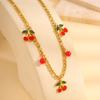 New Sweet Cherry Titanium Steel Necklace Women's Gold Multi-accessory K Non-fading Collarbone Chain Jewelry