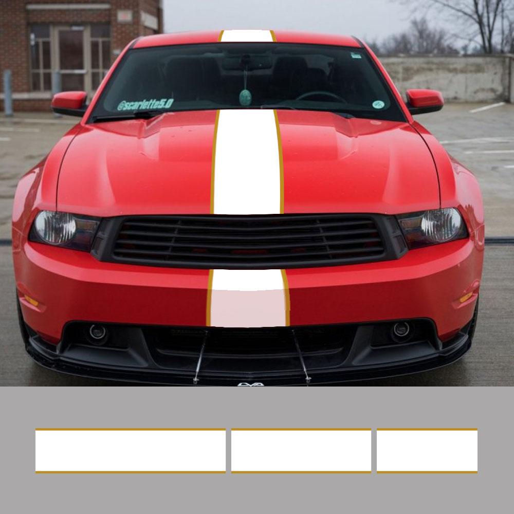 3Pcs Auto Aufkleber Grafiken Streifen Kit Vinyl Tuning Abdeckung Für Ford Mustang GT500 GT350 GT Auto Haube Bonent Dach schwanz Dekor Aufkleber