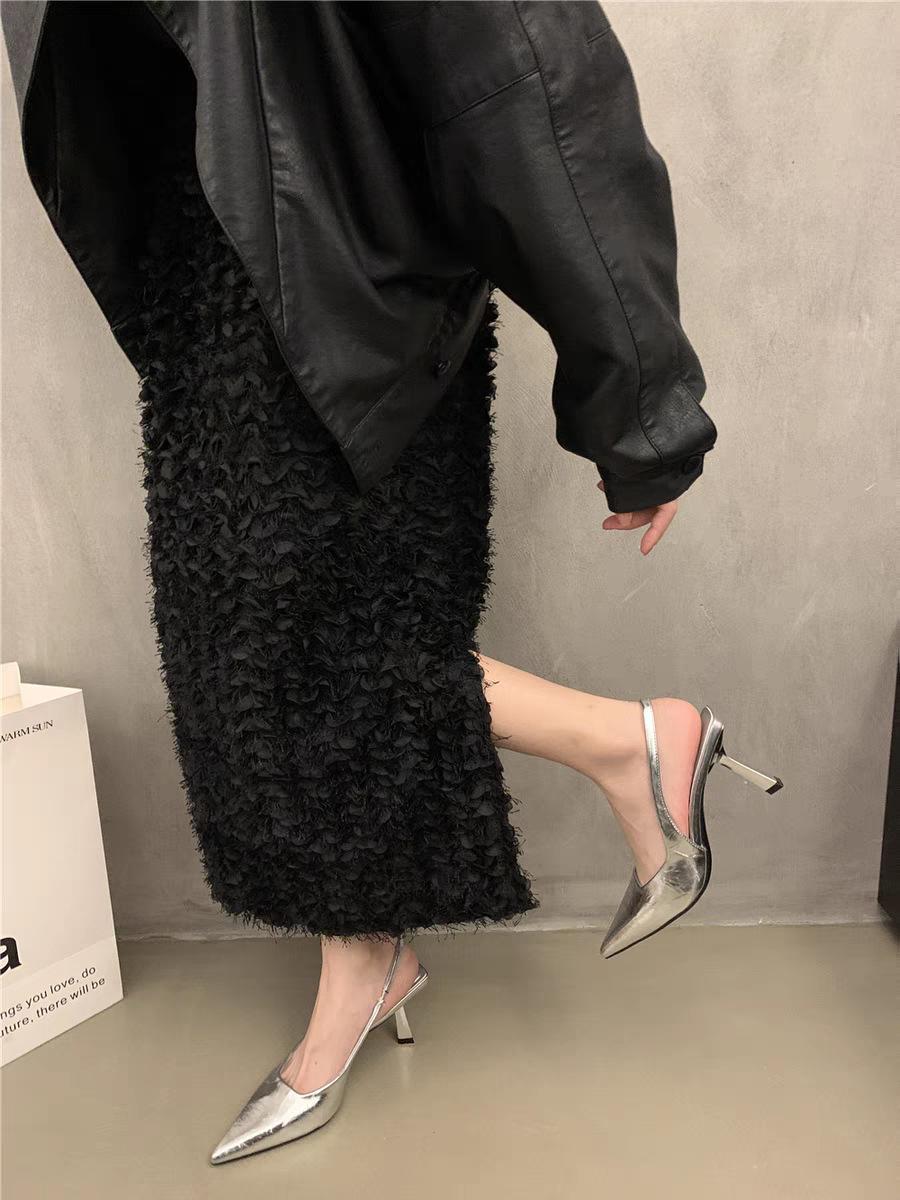 

French niche silver bag head single shoes women s shoes 2025 autumn new temperament socialite style high-heeled single shoes 35