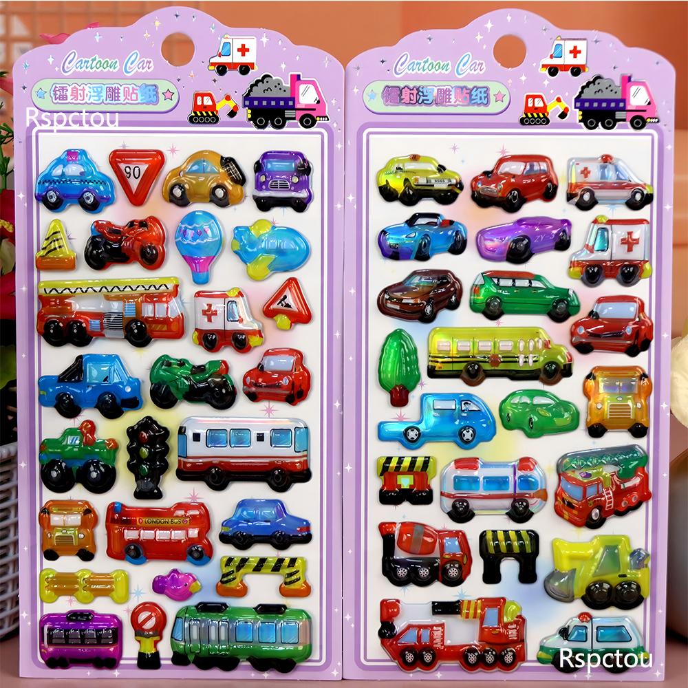 4pcs 3D Cute Cartoon Engineering Vehicle Stickers Truck Handmade DIY Notebook Laptop Waterproof Kawaii Decoration Sticker