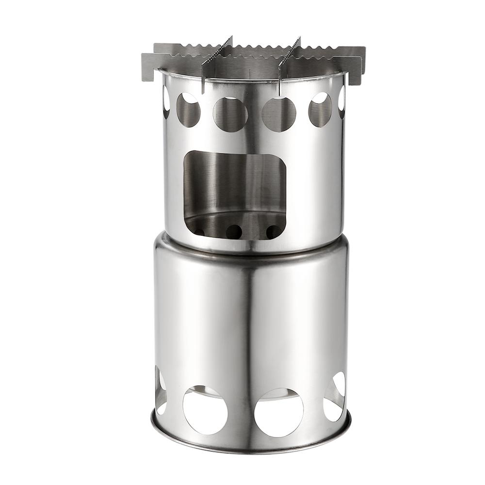 Camping Stove Portable Stainless Steel Lightweight Wood-Burning Stove Outdoor Cooking Picnic Camping Burner Wood-Burning Stove