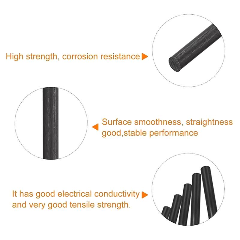 Carbon Fiber Rod 0.5-8MM 500MM High Strength Lightweight Bar For Model Building Reinforcement Applications