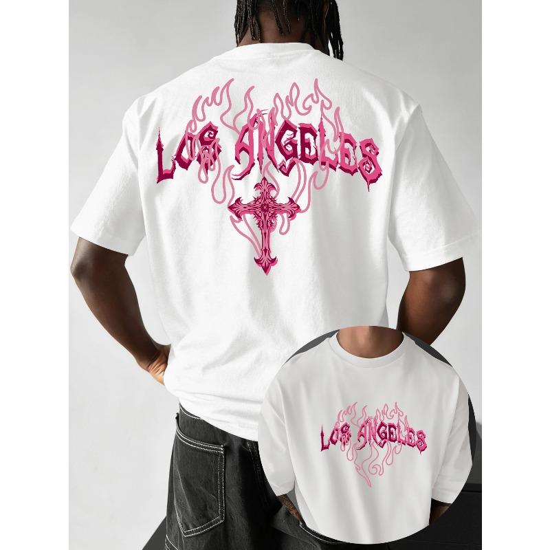 American Street Style Men's T-Shirt,Perfect for Travel, Trendy Outfits, and Social Gatherings, Machine Washable, with "Los Angeles"