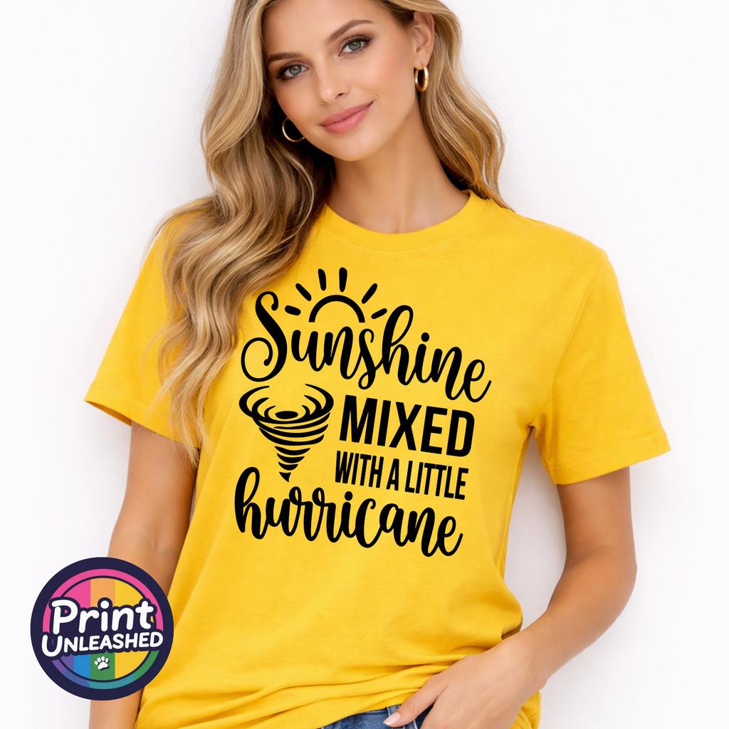 Sassy Slogan TShirt Sunshine Mixed with A Little Hurricane Tee Fun Novelty Gift