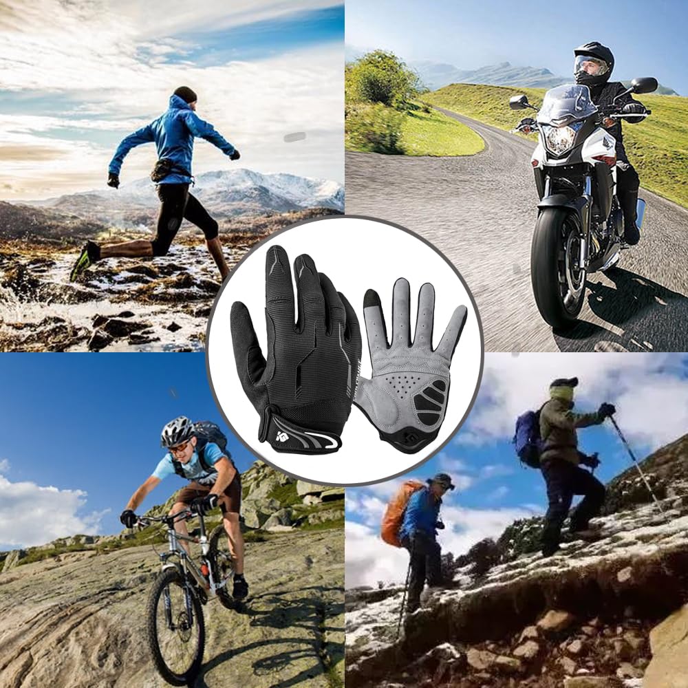 Cycling Gloves for and UV Smartphone and Spring, Summer, Fall, Protection, Compatible, Breathable, Shock-Absorbing, Abrasion-Resistant, Quick-Drying,